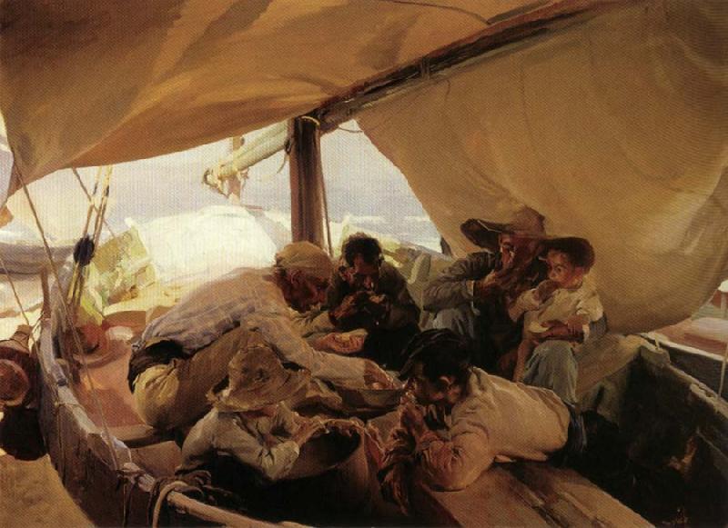 Joaquin Sorolla Y Bastida Eating on the Boat oil painting image